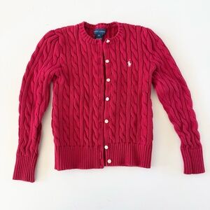 Ralph Lauren Kids Red Cable Knit Cardigan
